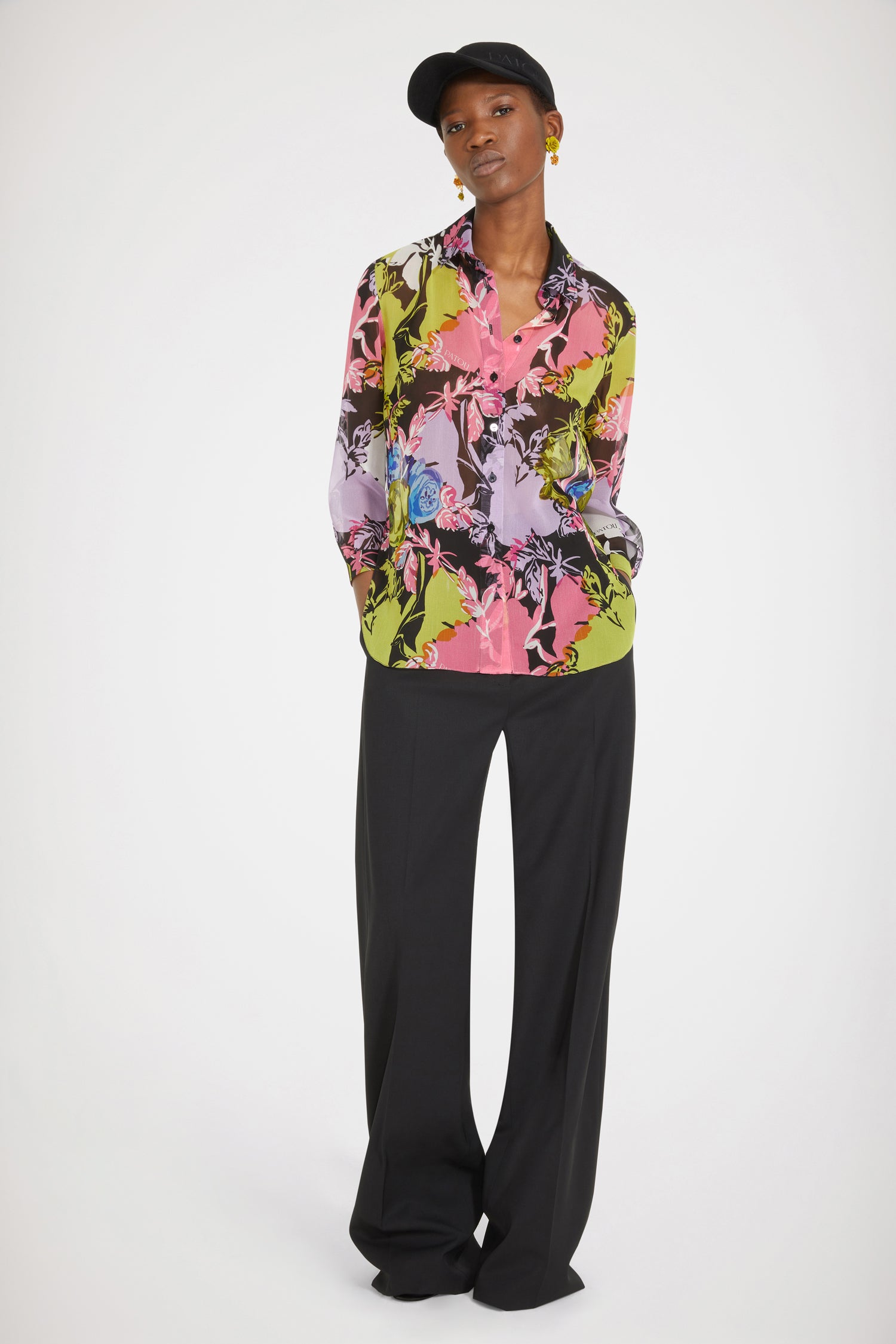 Patou Tops H22BL02101275047 chemise fleurs soie Absinthe