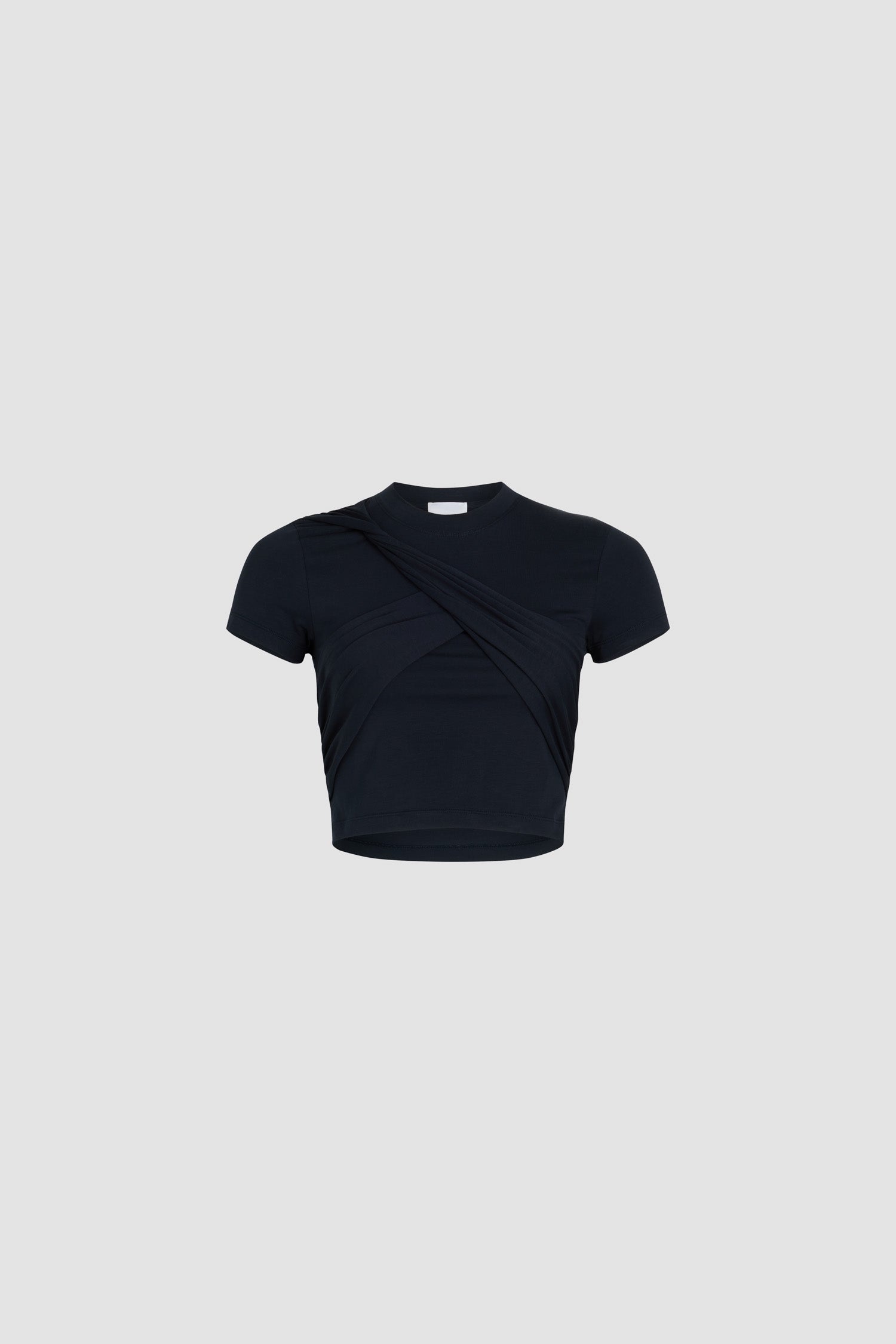 Patou JE161 t-shirt crop coton stretch navy drapé
