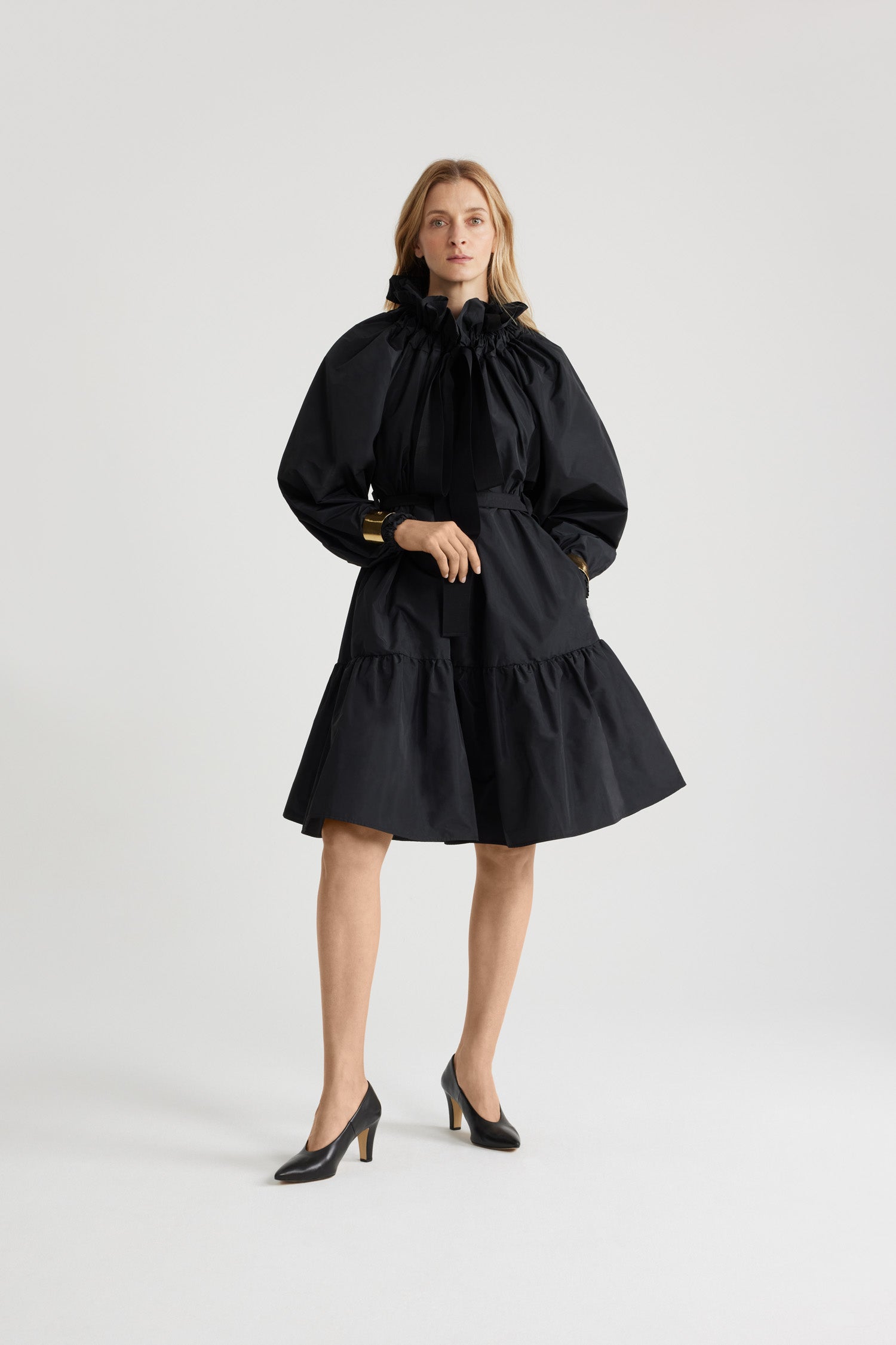 Patou DR158 robe faille recyclée noire col lavallière
