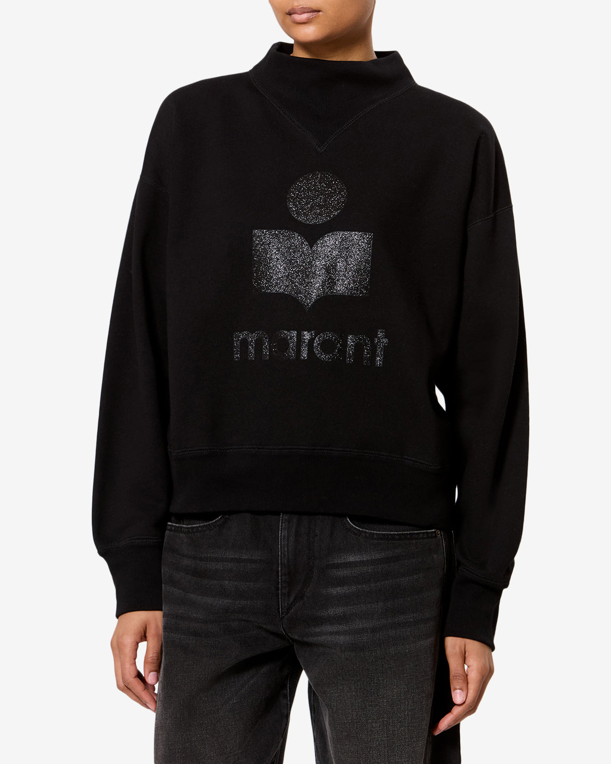 Isabel Marant Moby sweatshirt noir coton logo glitter