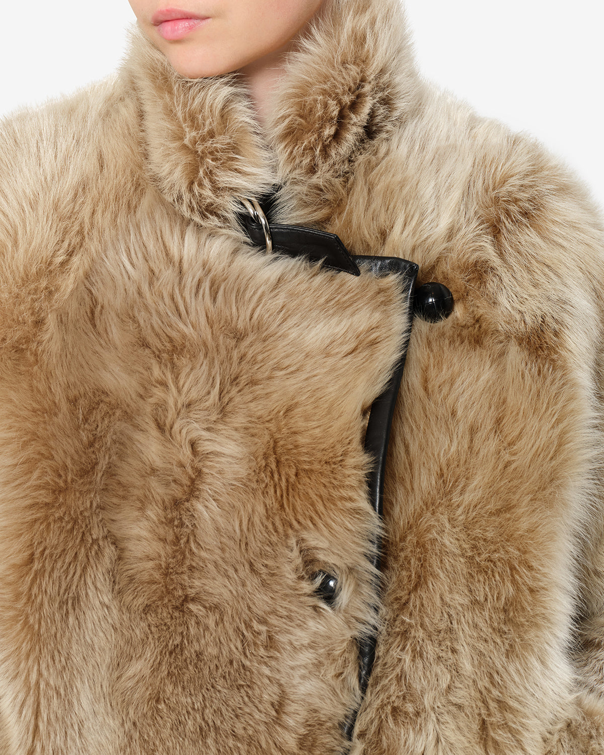 Isabel Marant Roama manteau peau lainée écru réversible