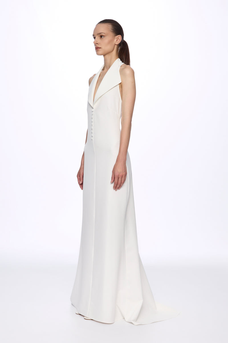 ATU Body Couture robe maxi blanche licou boutons S