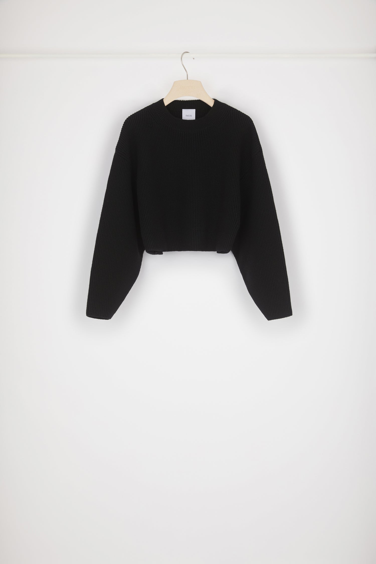Patou H22KN0958053999B pull court noir laine Merinos