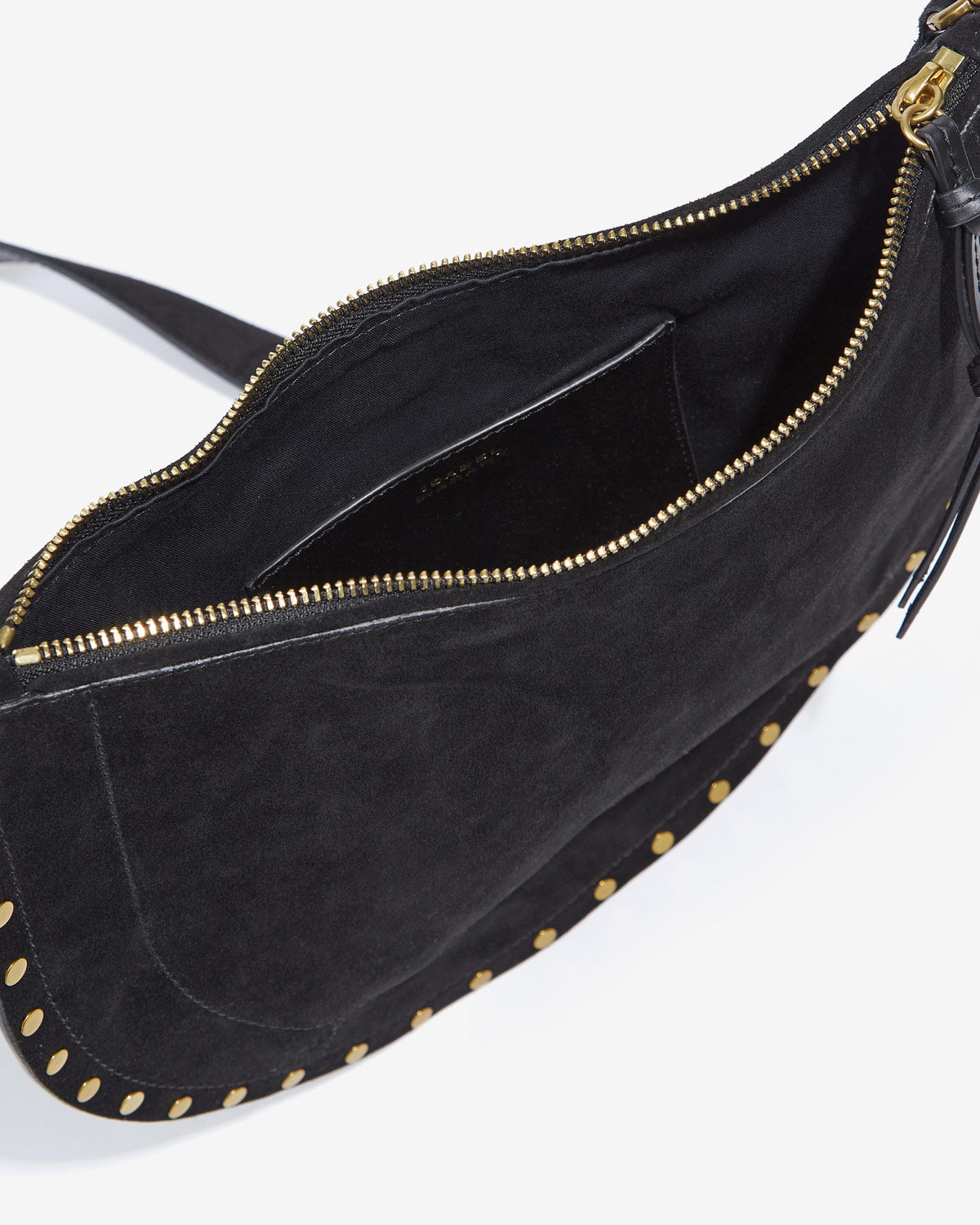 Isabel Marant Oskan Soft Zip sac cuir velours noir