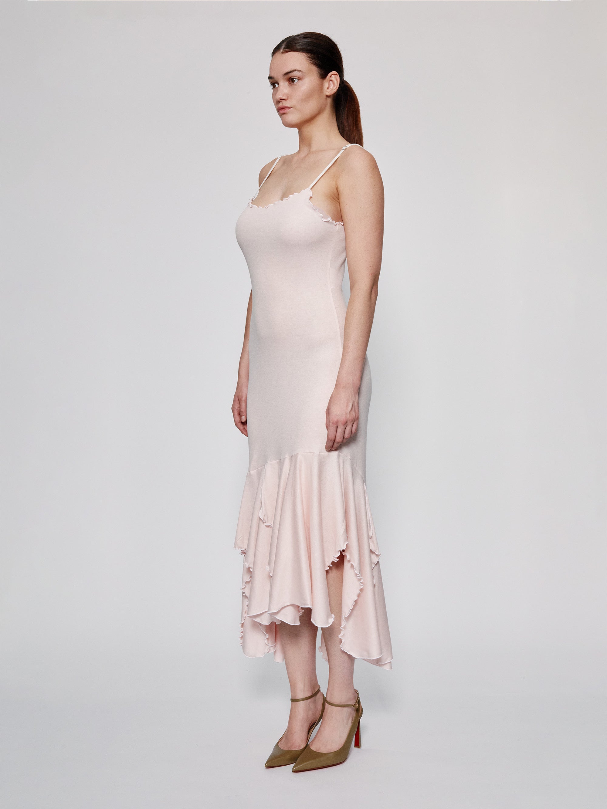 Ester Manas Easy Dress robe longue rose clair bretelles coton
