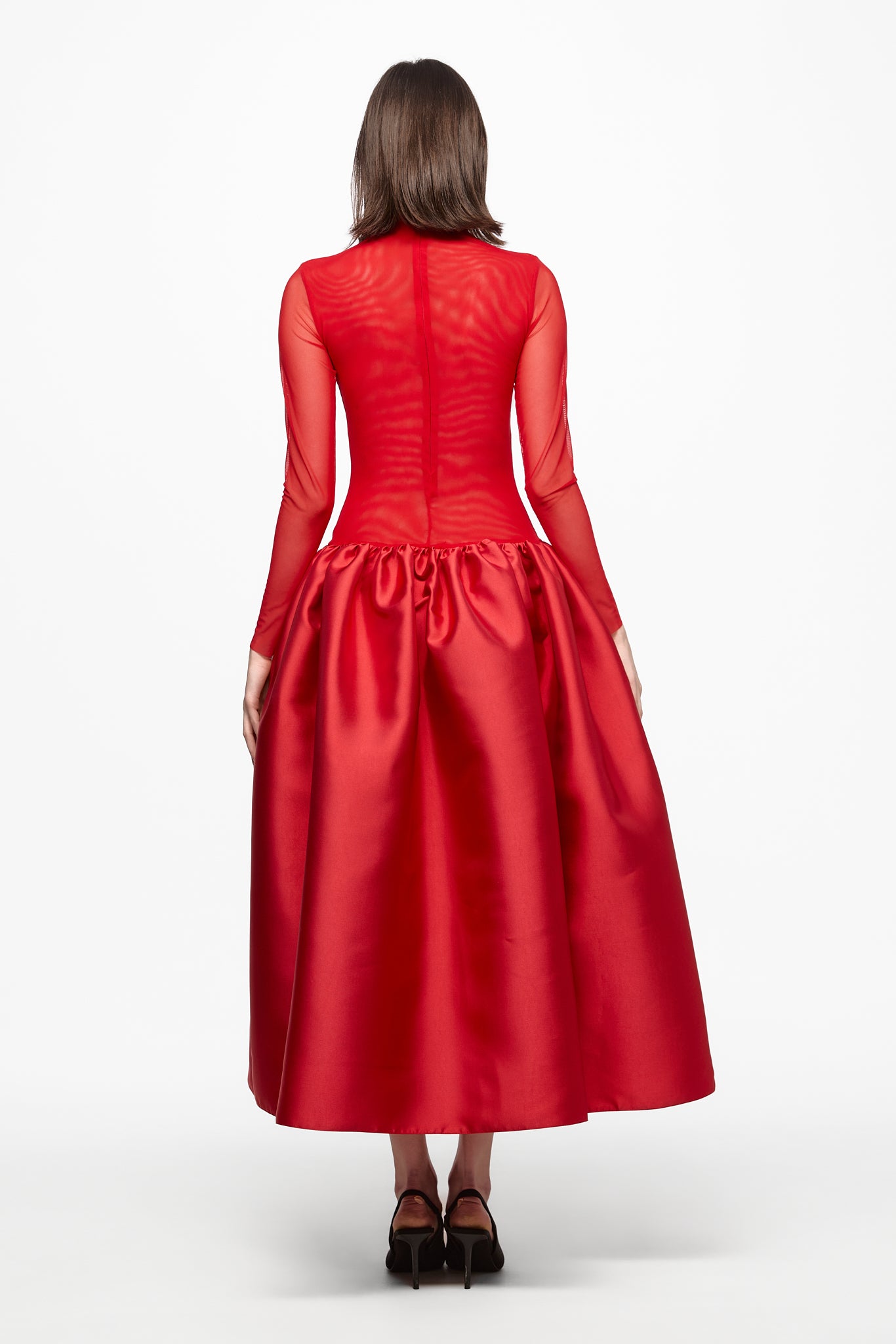 ATU Body Couture Midi Robe Tulle Rouge Jupe Taffetas S