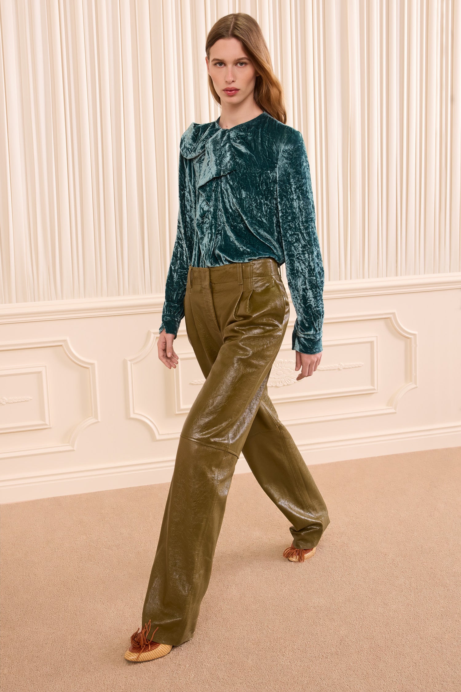 Ulla Johnson Vesa blouse velours Jadeite manches longues