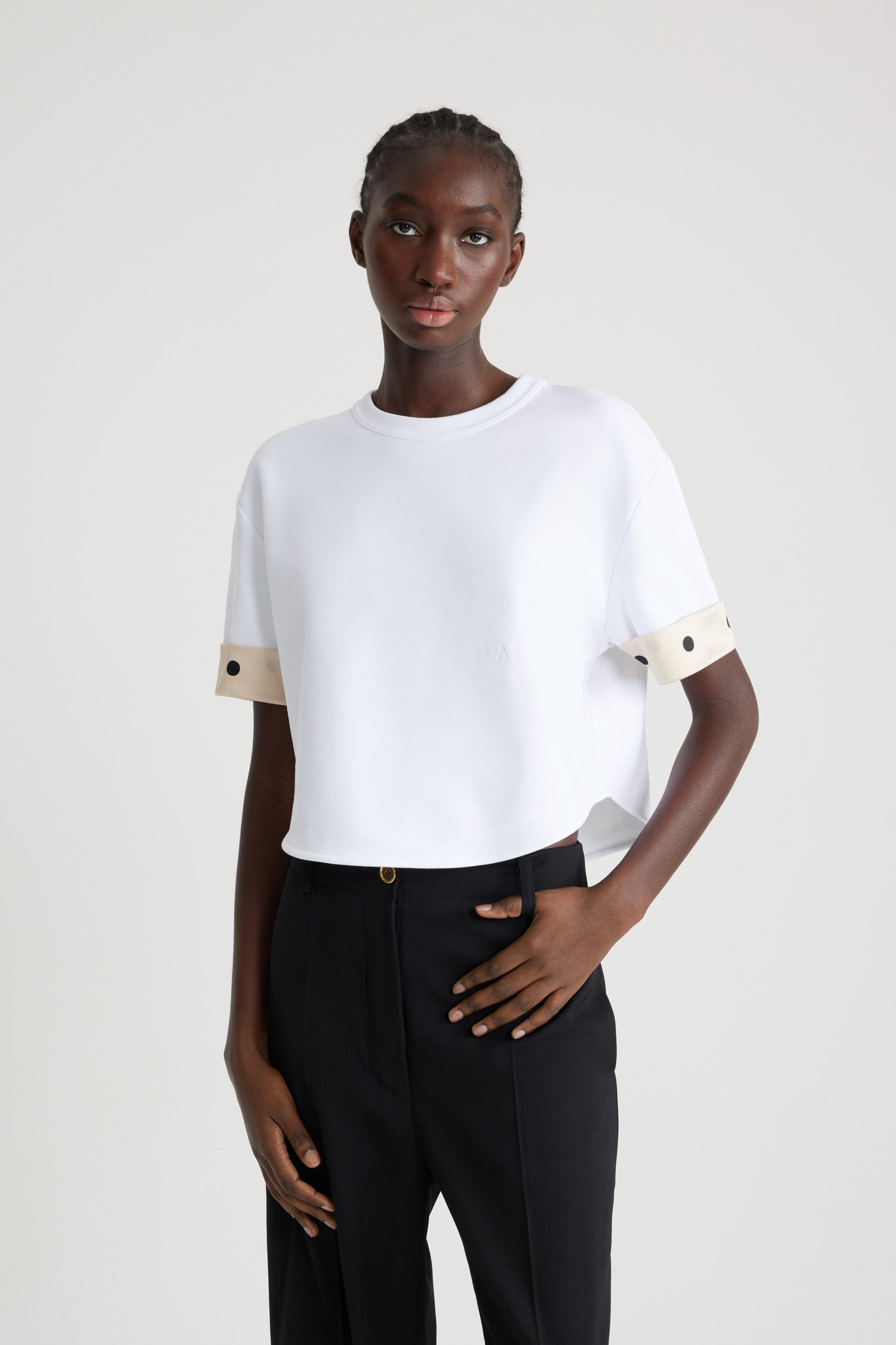 Patou H24JE1279990001W t-shirt crop blanc coton bio
