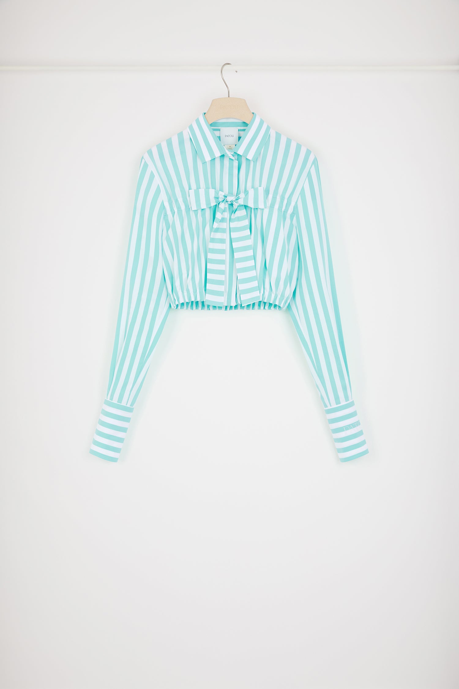 Patou BL029 chemisier rayé coton vert Green Stripes