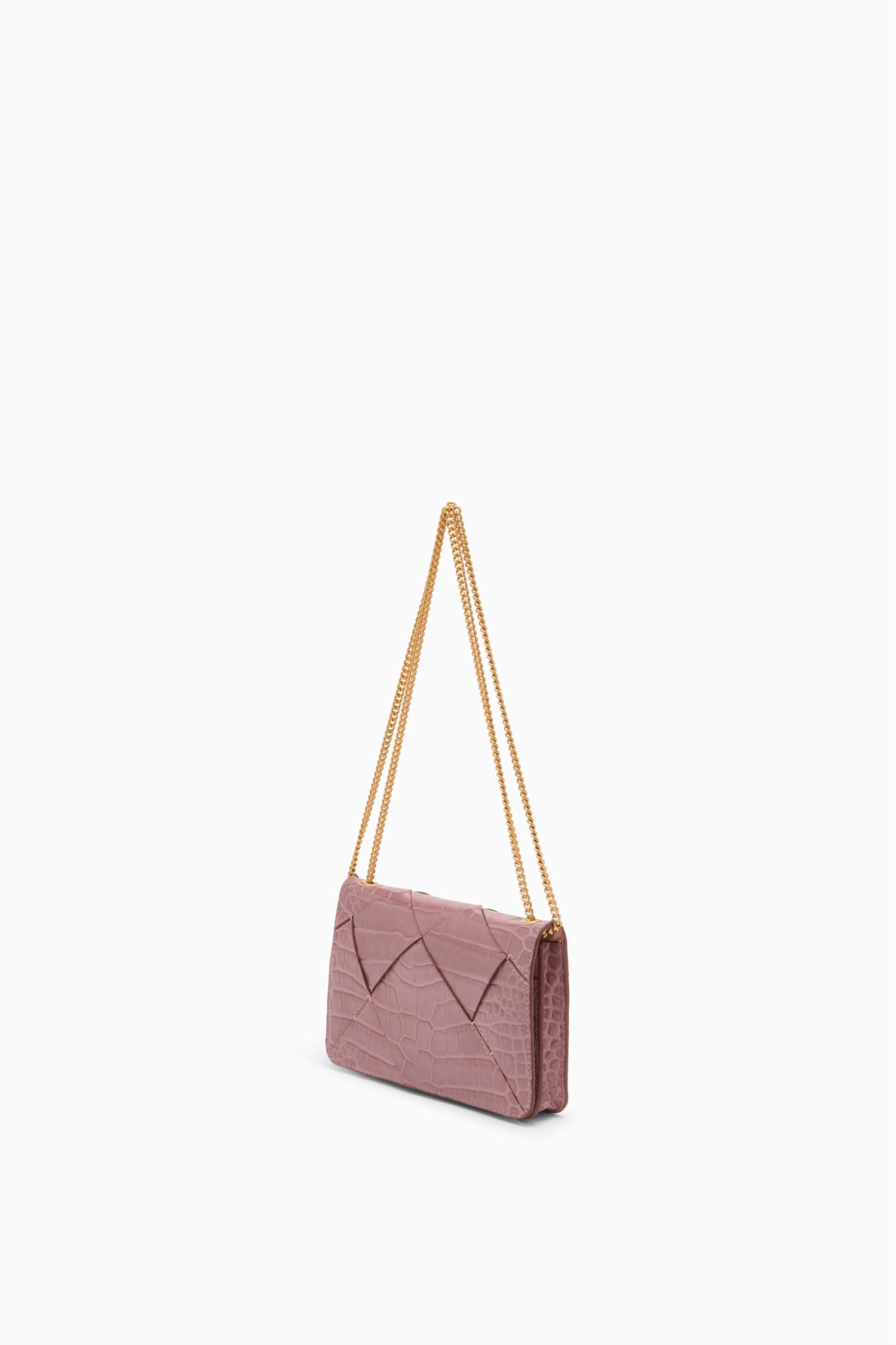 Ulla Johnson Charlotte Flap Bag sac Rosa croco chaîne