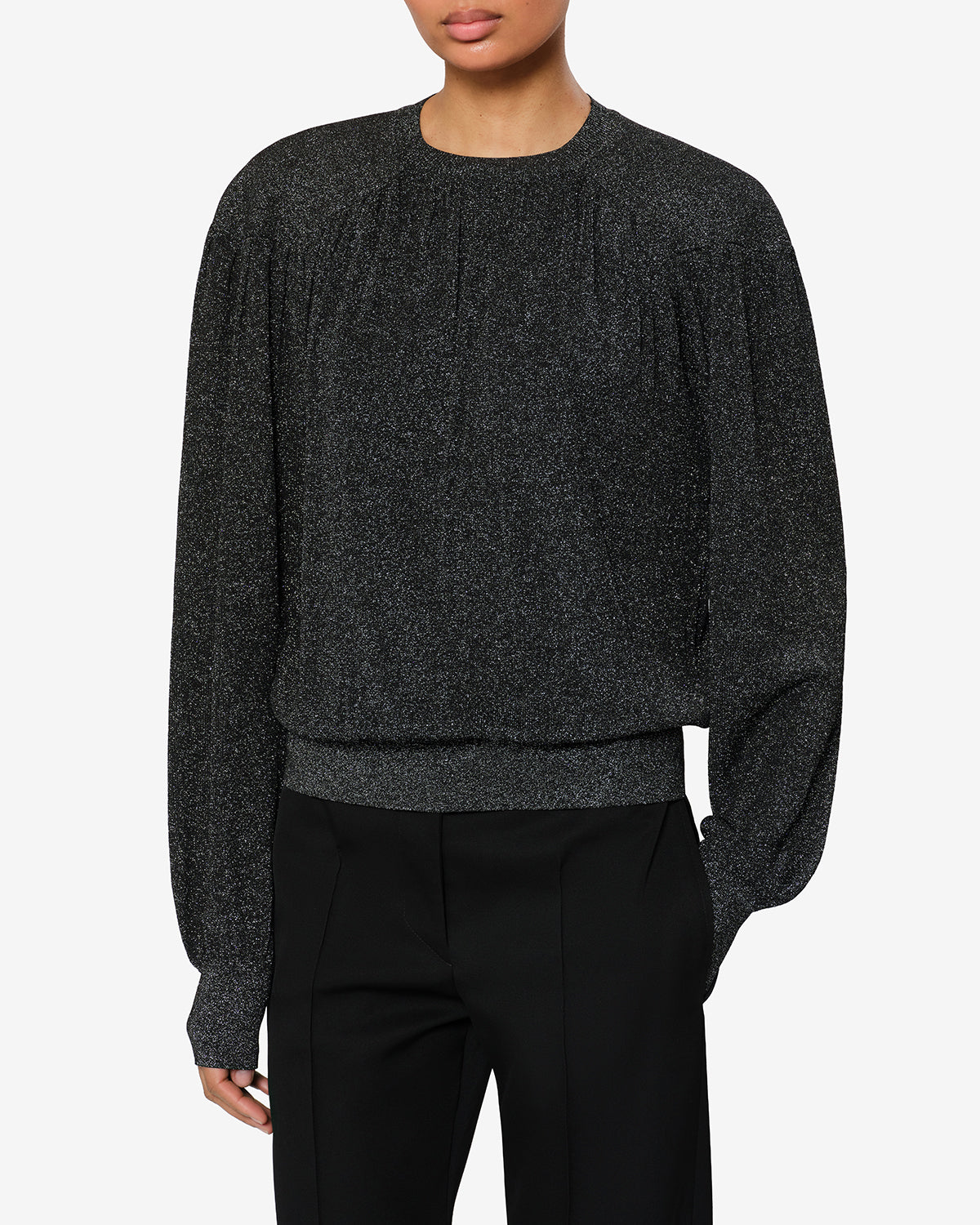 Isabel Marant Enza pull maille lurex noir taille ajustée