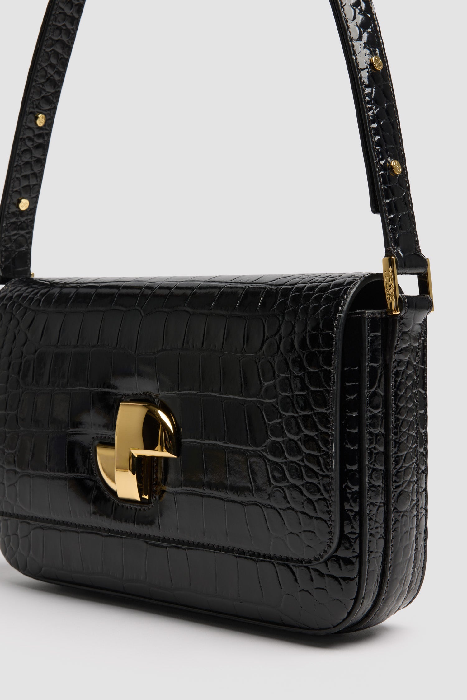 Patou BA017 sac cuir noir croco Classic Lock