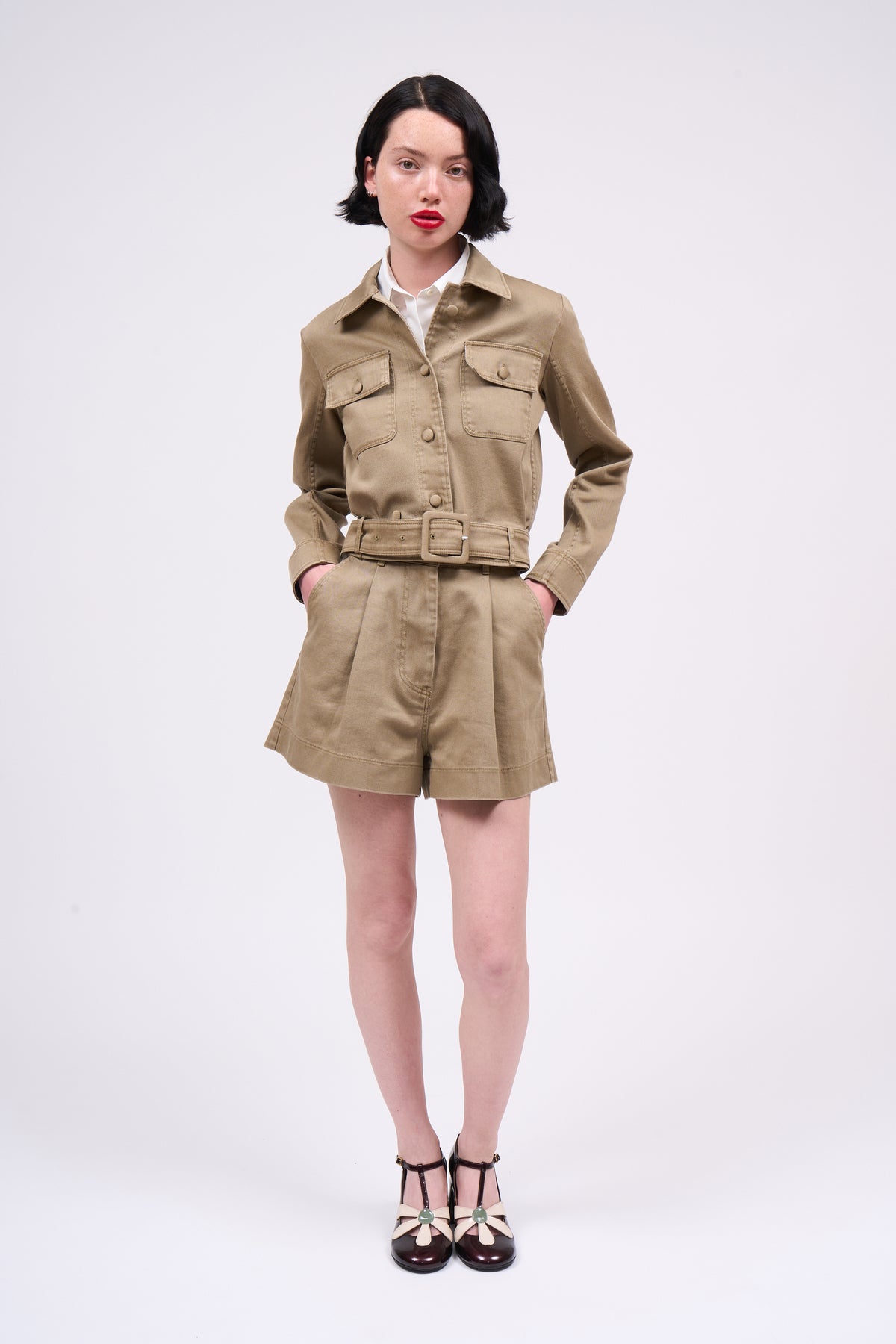 Paul & Joe Veste Fargo twill coton courte cintrée vintage