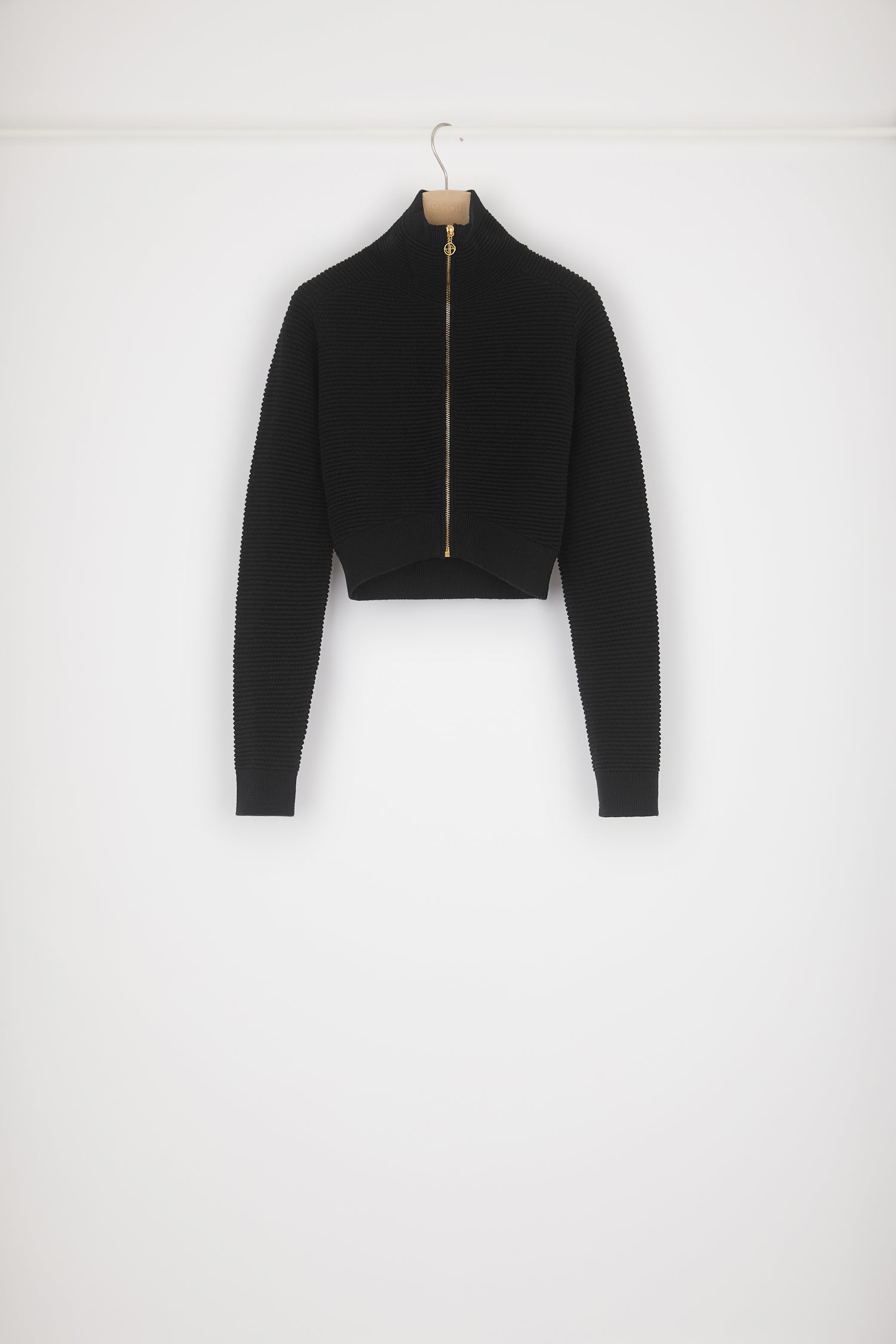 Patou KN097 blouson zippé laine vierge noir cropped