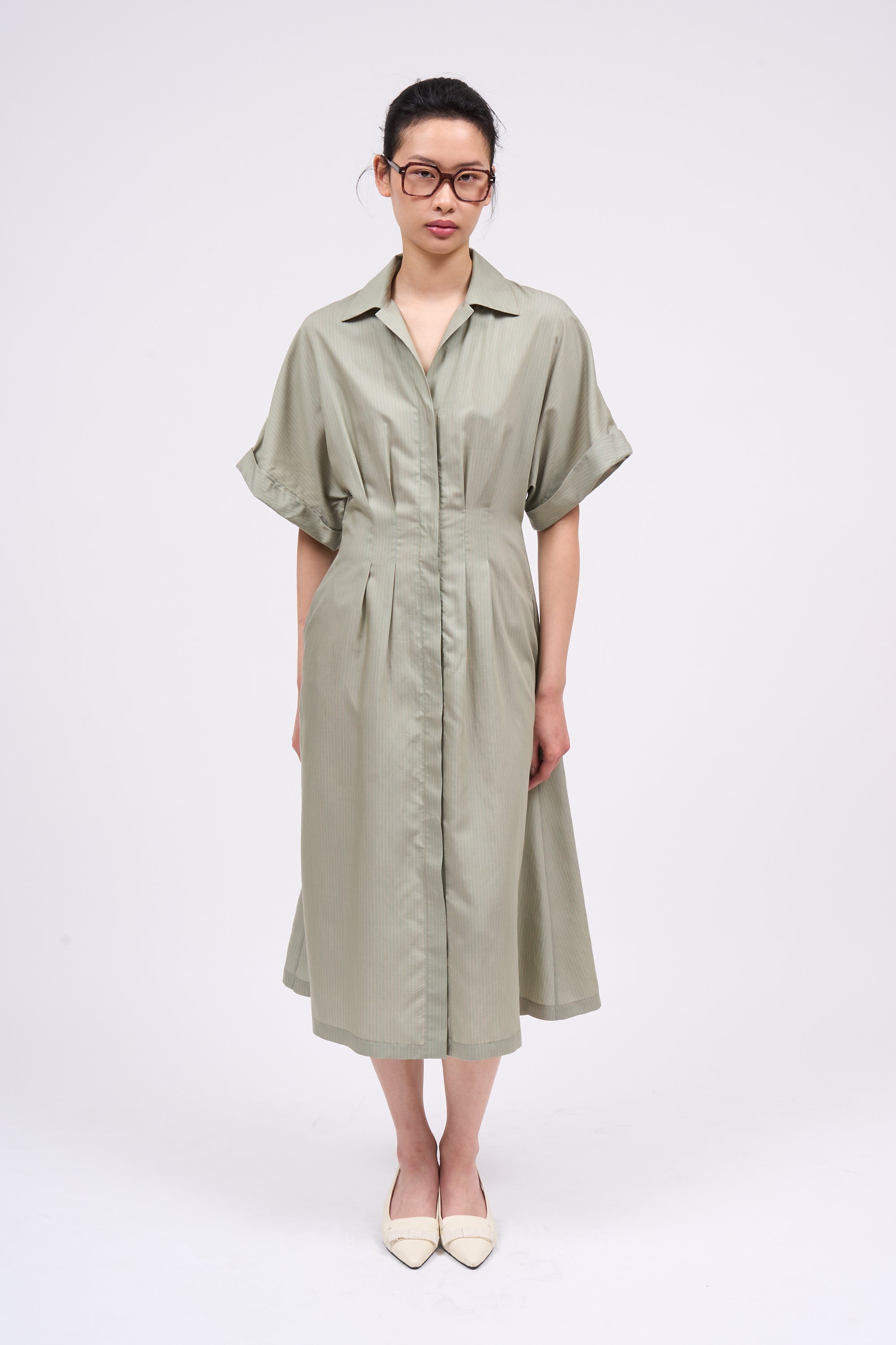 Paul & Joe Robes Portofino robe-chemise kaki lyocell-soie 36-44