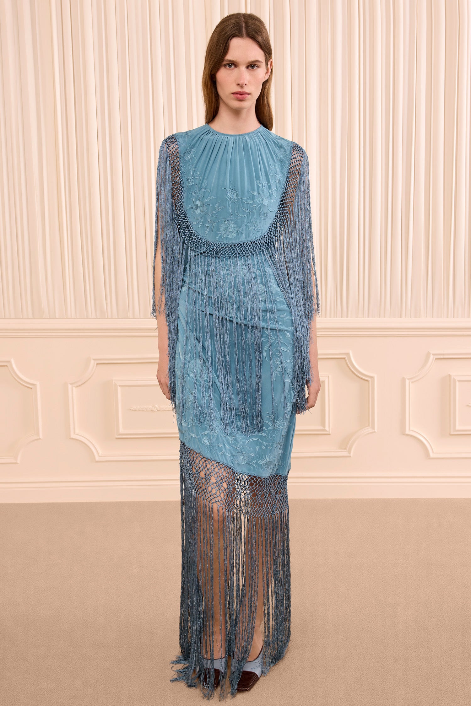 Ulla Johnson Nerine Silk Fringe Dress robe Beryl soie