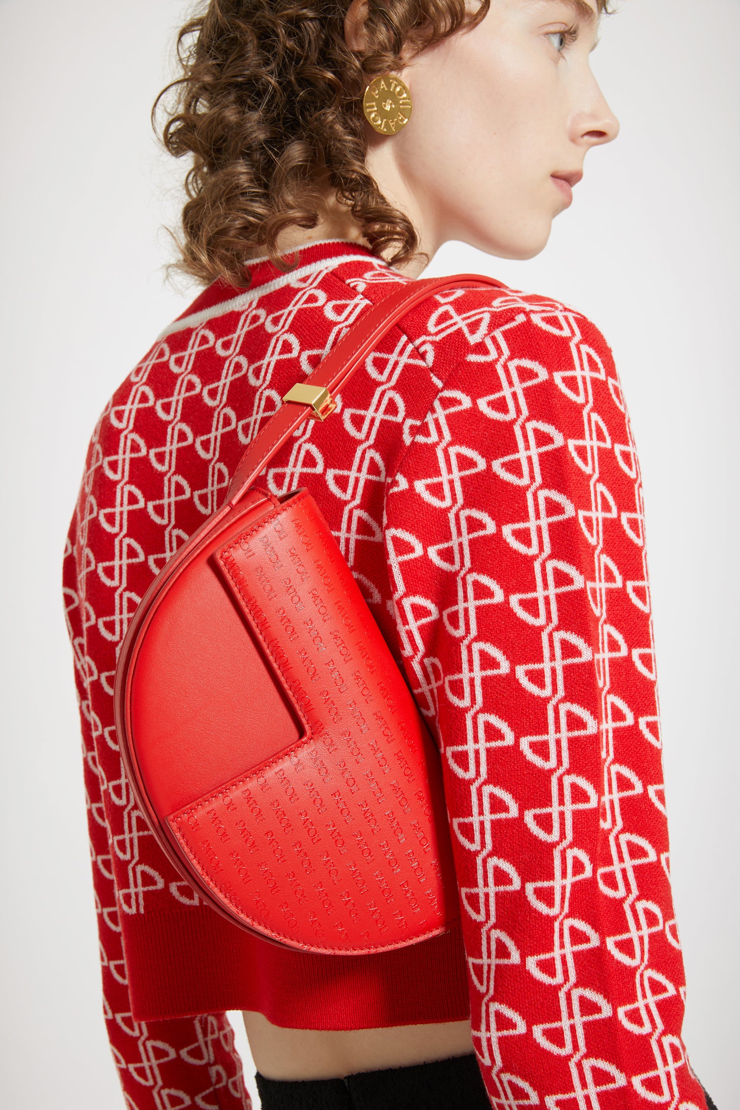 Patou Bags H23BA00350275104 sac Le Petit Patou cuir rouge