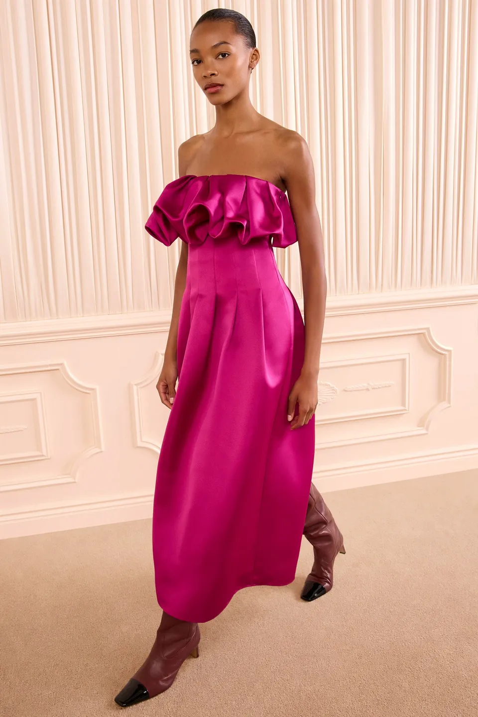 Ulla Johnson Cosima FA260121 robe bustier satin Orchid midi