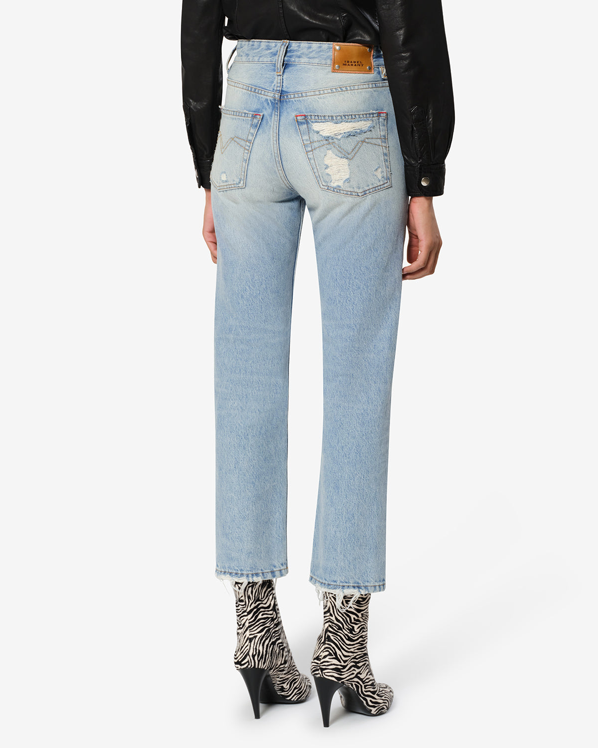 Isabel Marant Daya PA0807FA jean cropped bleu vintage