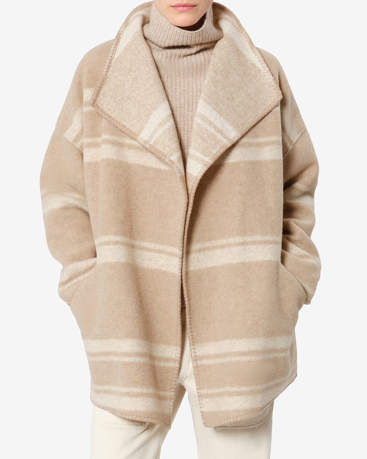 Isabel Marant Brea MA0574FA Manteau sable laine carreaux