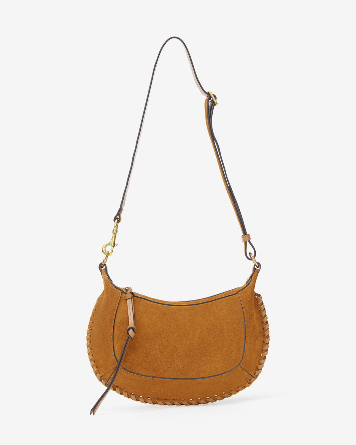 Isabel Marant Oskan Moon sac cuir velours cognac 28,5 cm