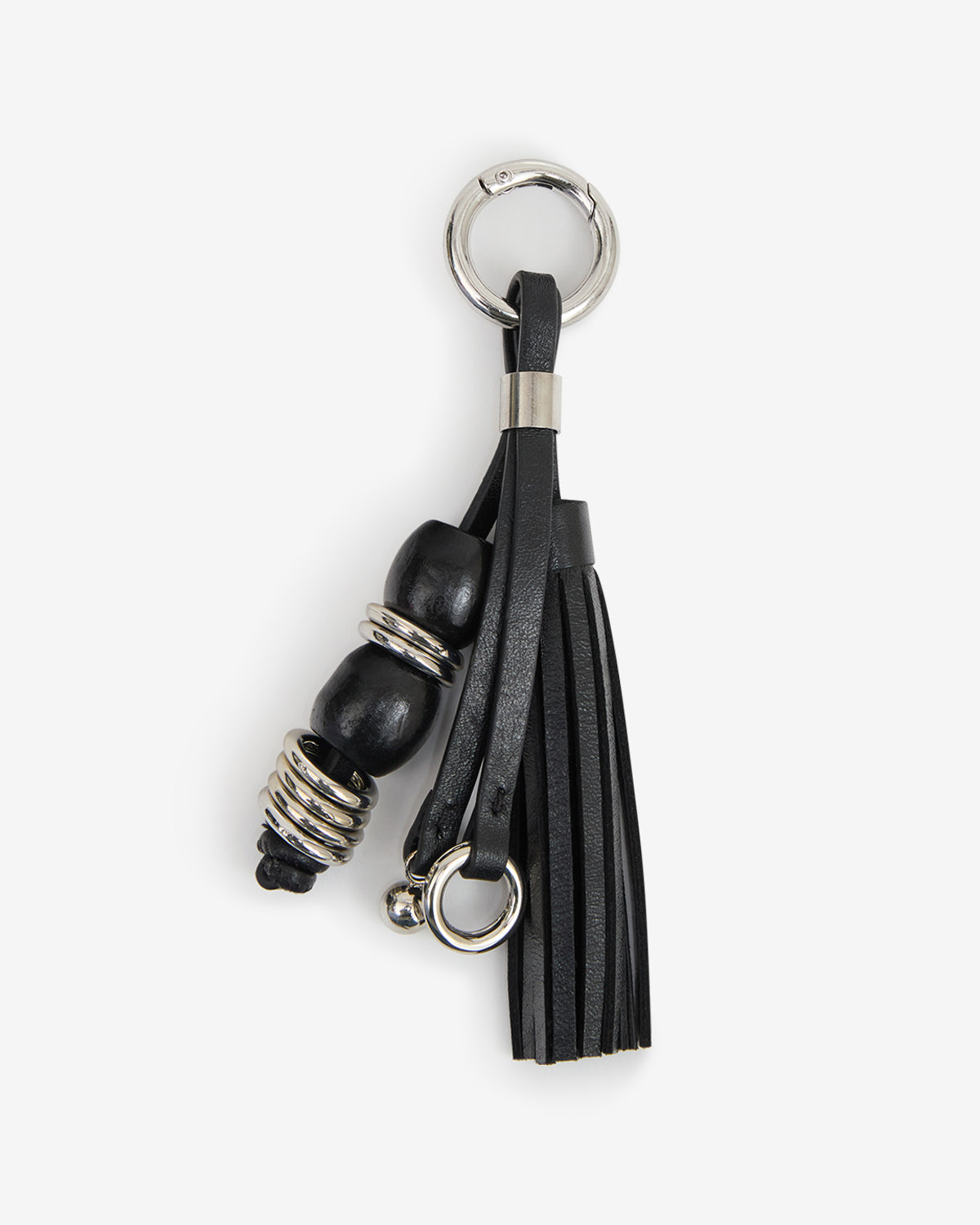 Isabel Marant Charms porte-clés cuir noir argenté
