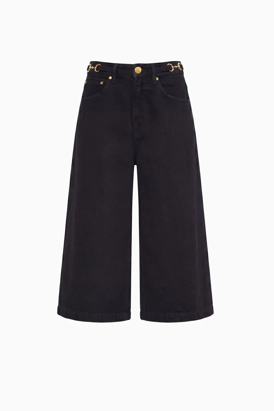 Ulla Johnson Denim Rowan Denim Culotte Noir bermuda coton