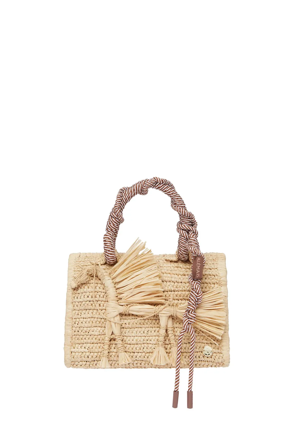 Alemais Ace Horse Raffia Box Bag sac raphia OS motif cheval