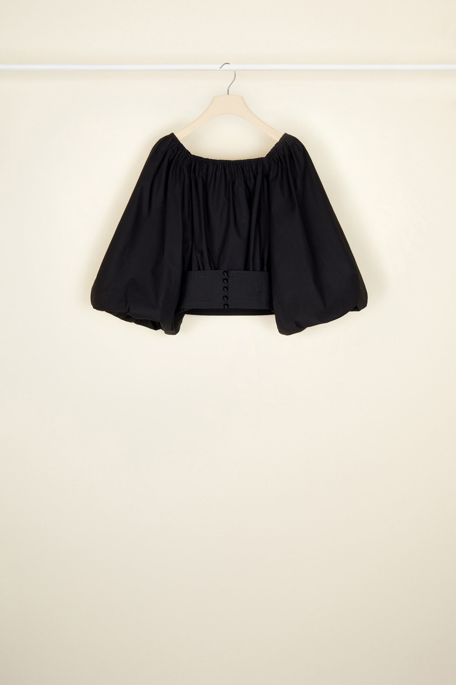 Patou Volume poplin crop top noir coton bio 34-42