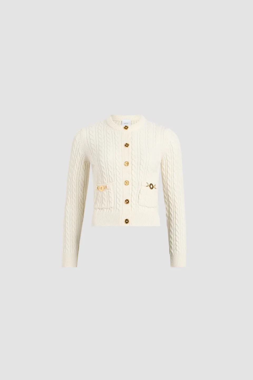 Patou KN260 gilet cardigan torsades laine blanc snowberry