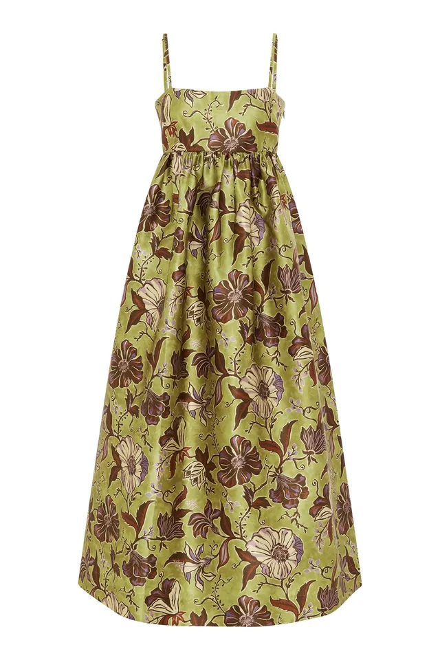 Alemais Citron Midi Dress robe midi bretelles
