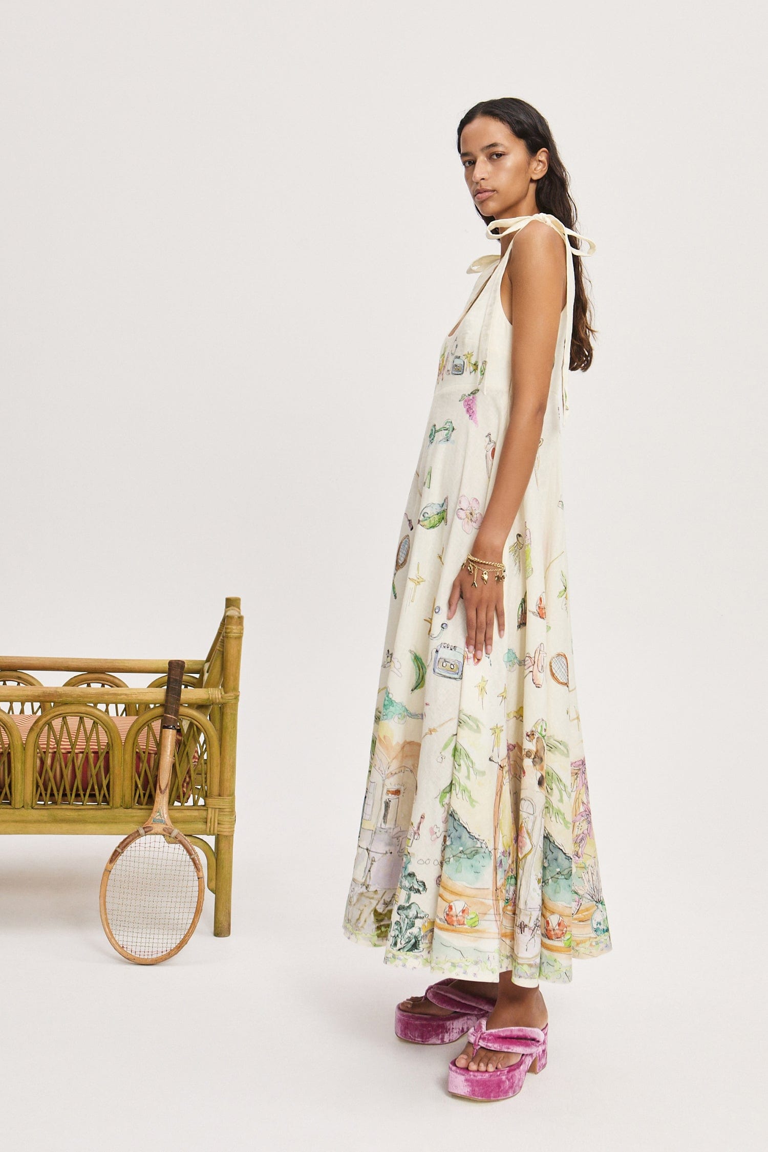 Alemais Anouk Ballet robe midi lin poches