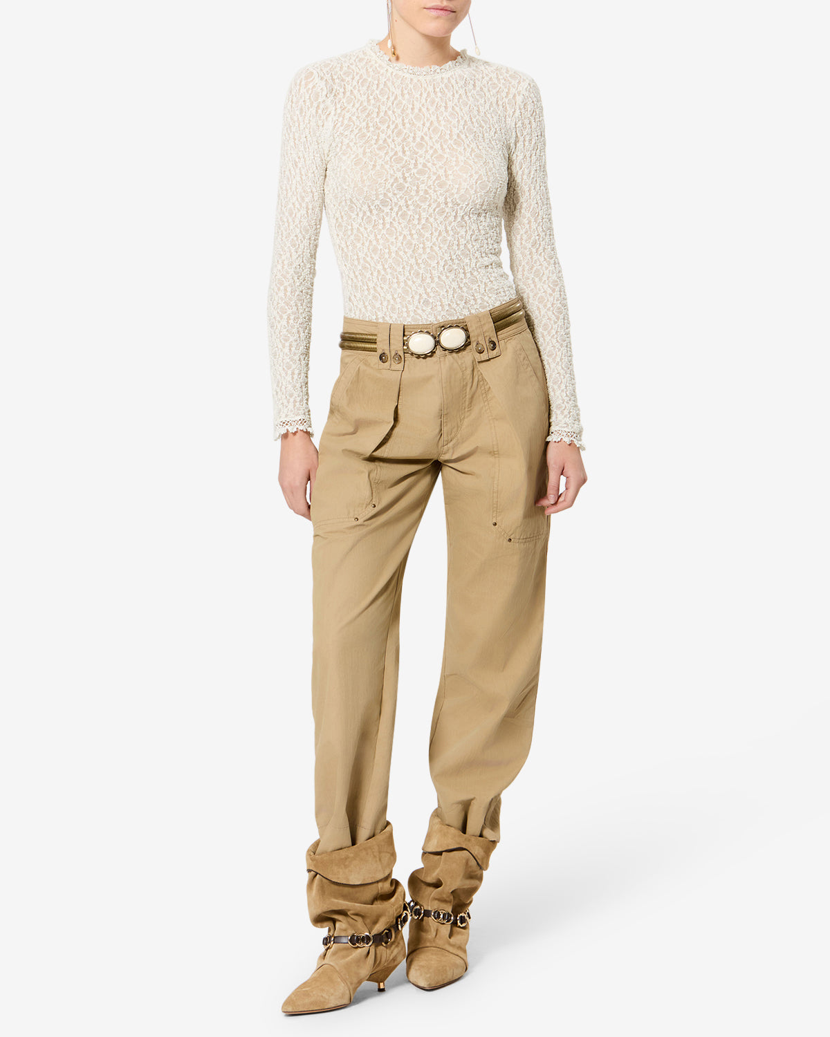 Isabel Marant Brany HT0926FA top dentelle blanc