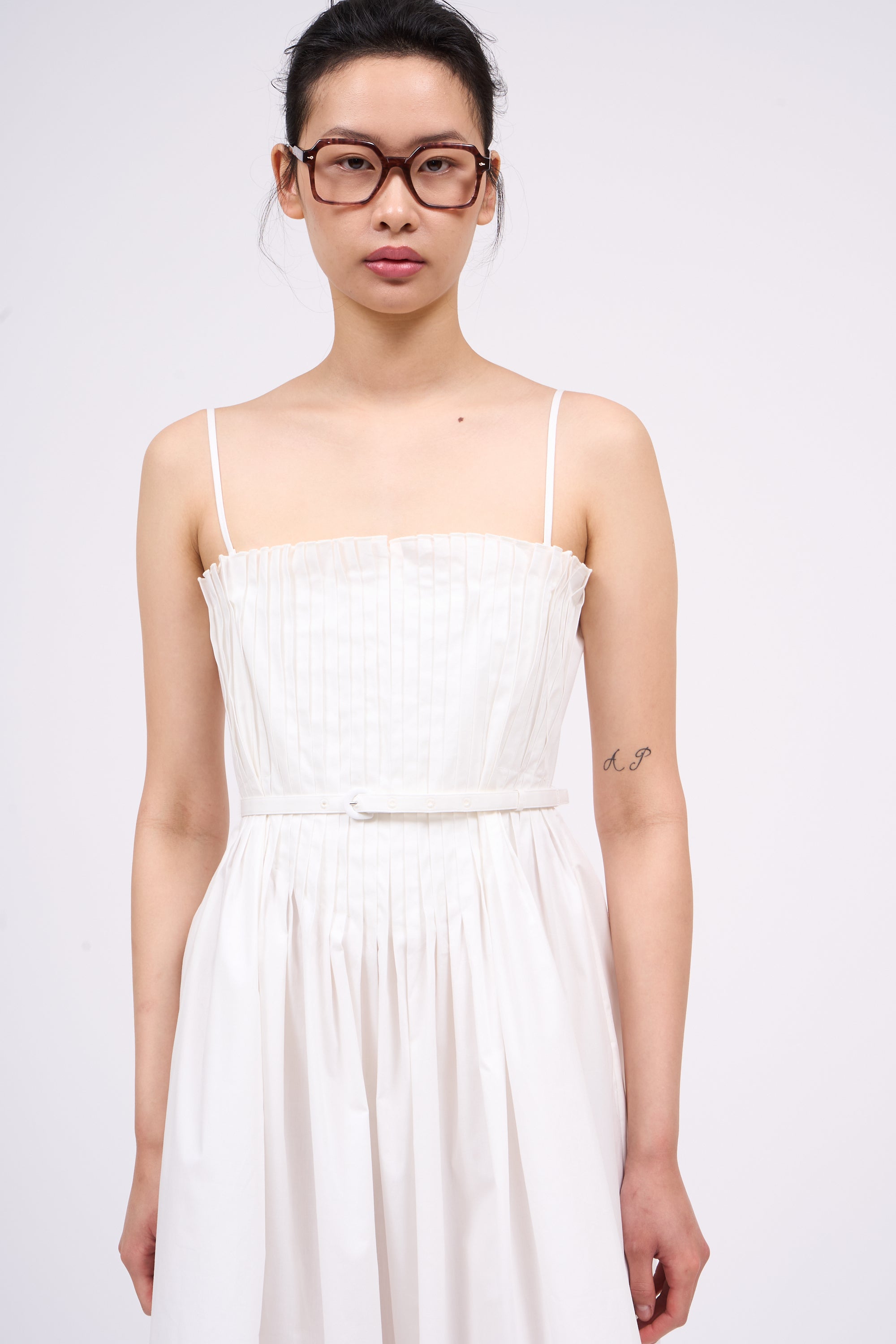 Paul & Joe Clara robe bustier midi coton blanc 36