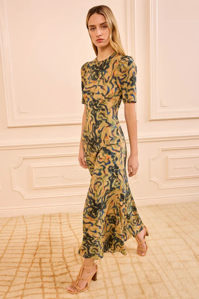 Ulla Johnson Samar SP260158 robe soie Geode verte