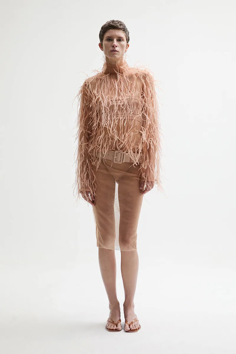 ATU Body Couture Veil jupe crayon tulle nude taille S