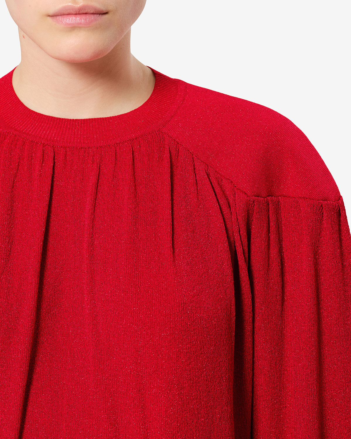 Isabel Marant Enza pull maille lurex rouge profond