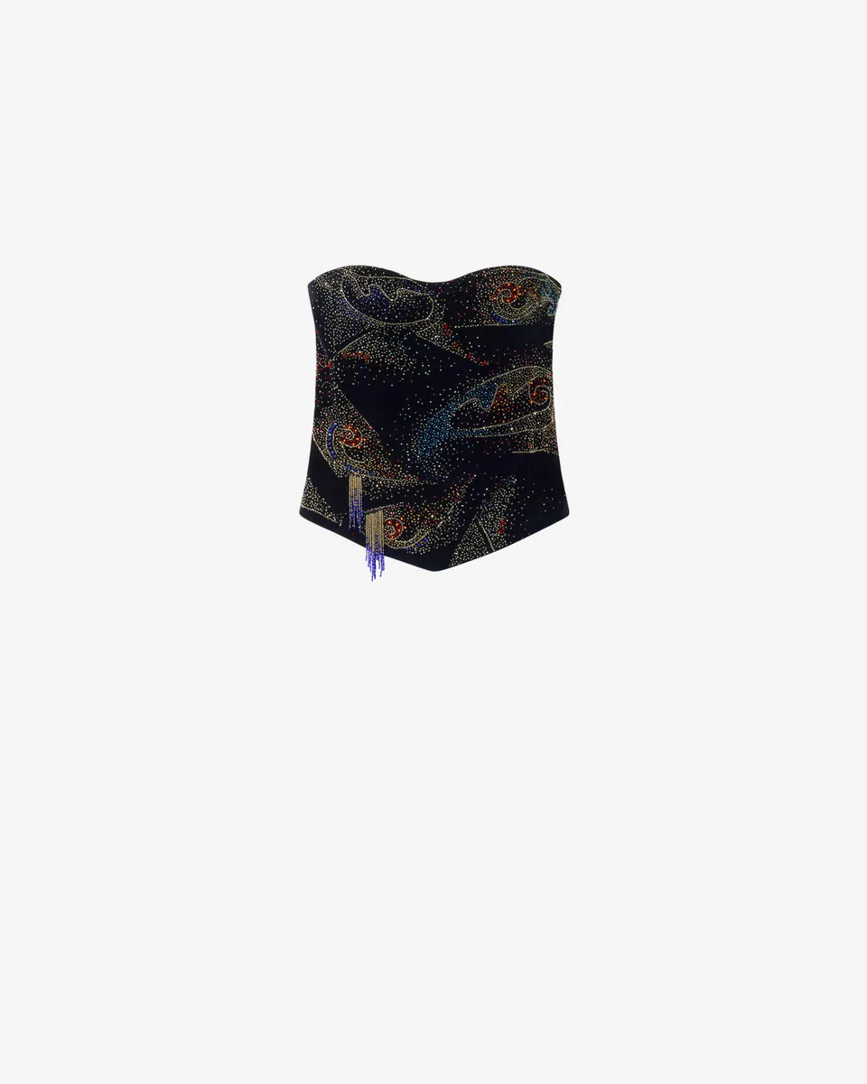 Isabel Marant Jiska HT0978FA top bustier noir brodé