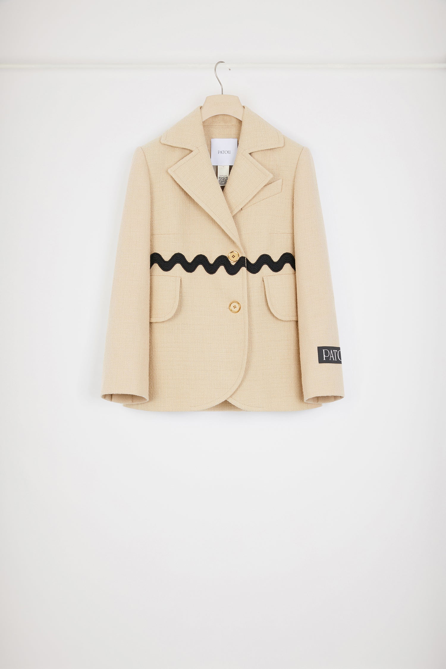Patou P24JA0350177113B veste tailleur tweed coton beige