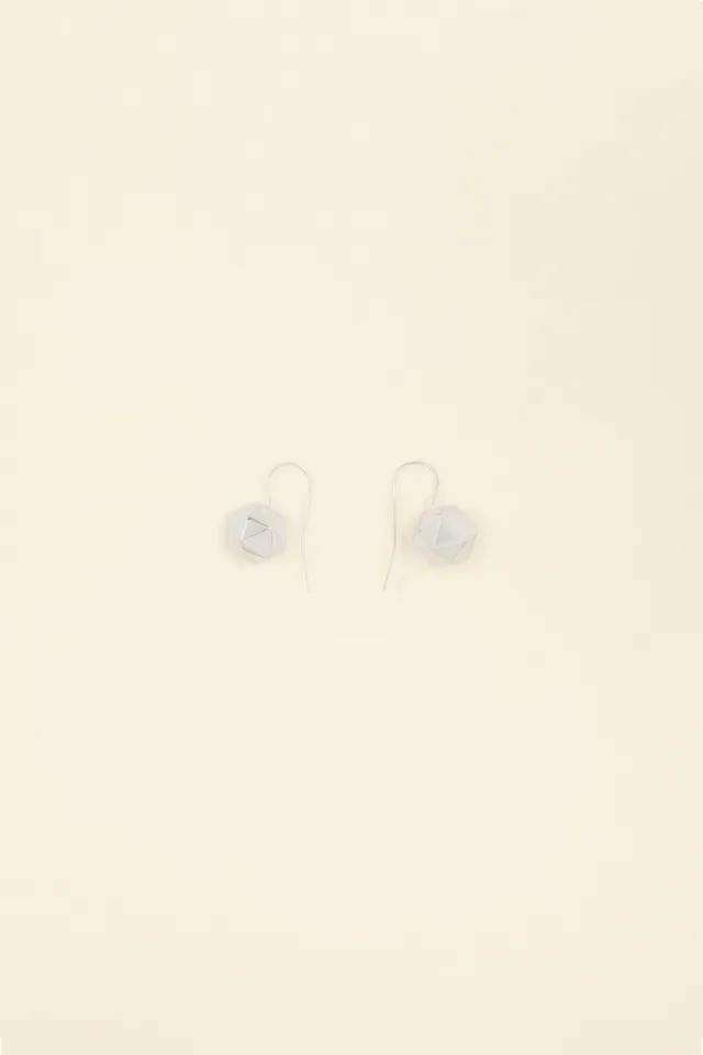 Patou boucles d'oreilles JW062 perle facettée laiton argenté